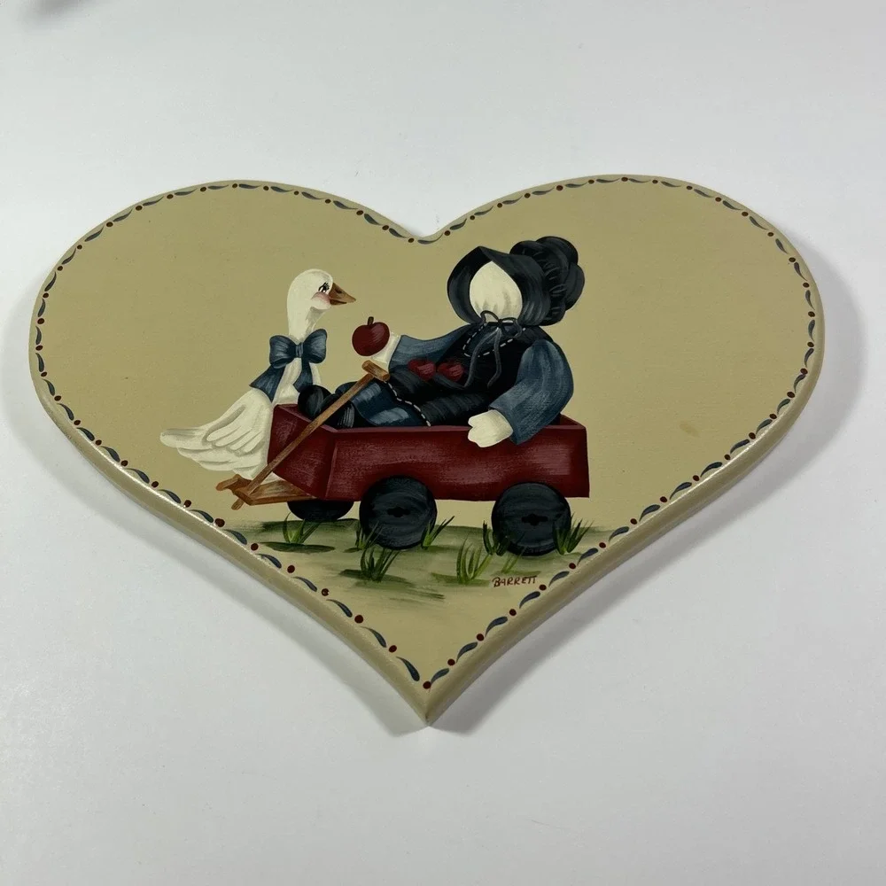 Country Decor Wooden Plaque Amish Wagon Duck Painted Barrett